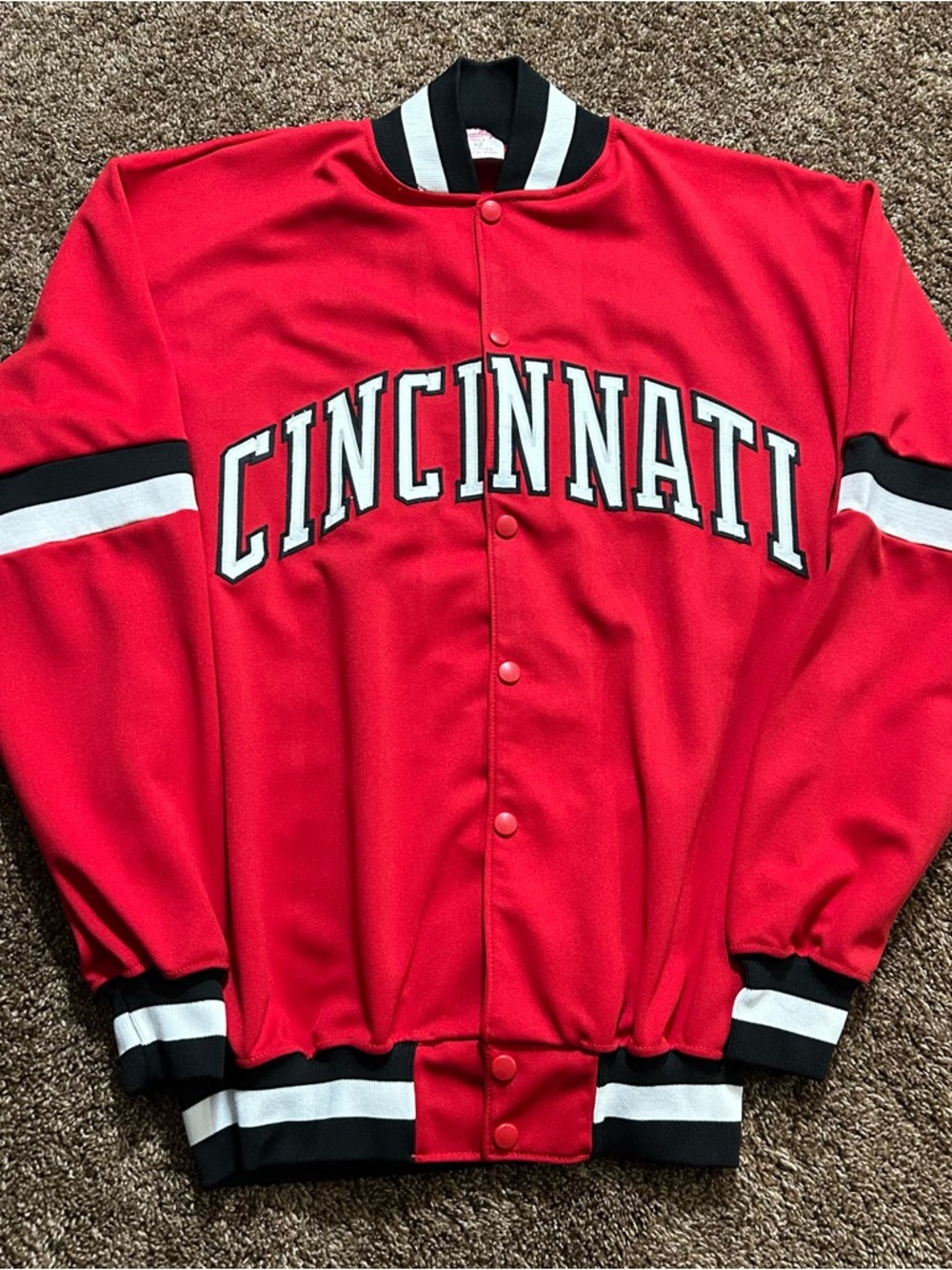 Vtg RAWLINGS Cincinnati Reds Team Issued Satin Jacket DEADSTOCK Made in USA 42 L